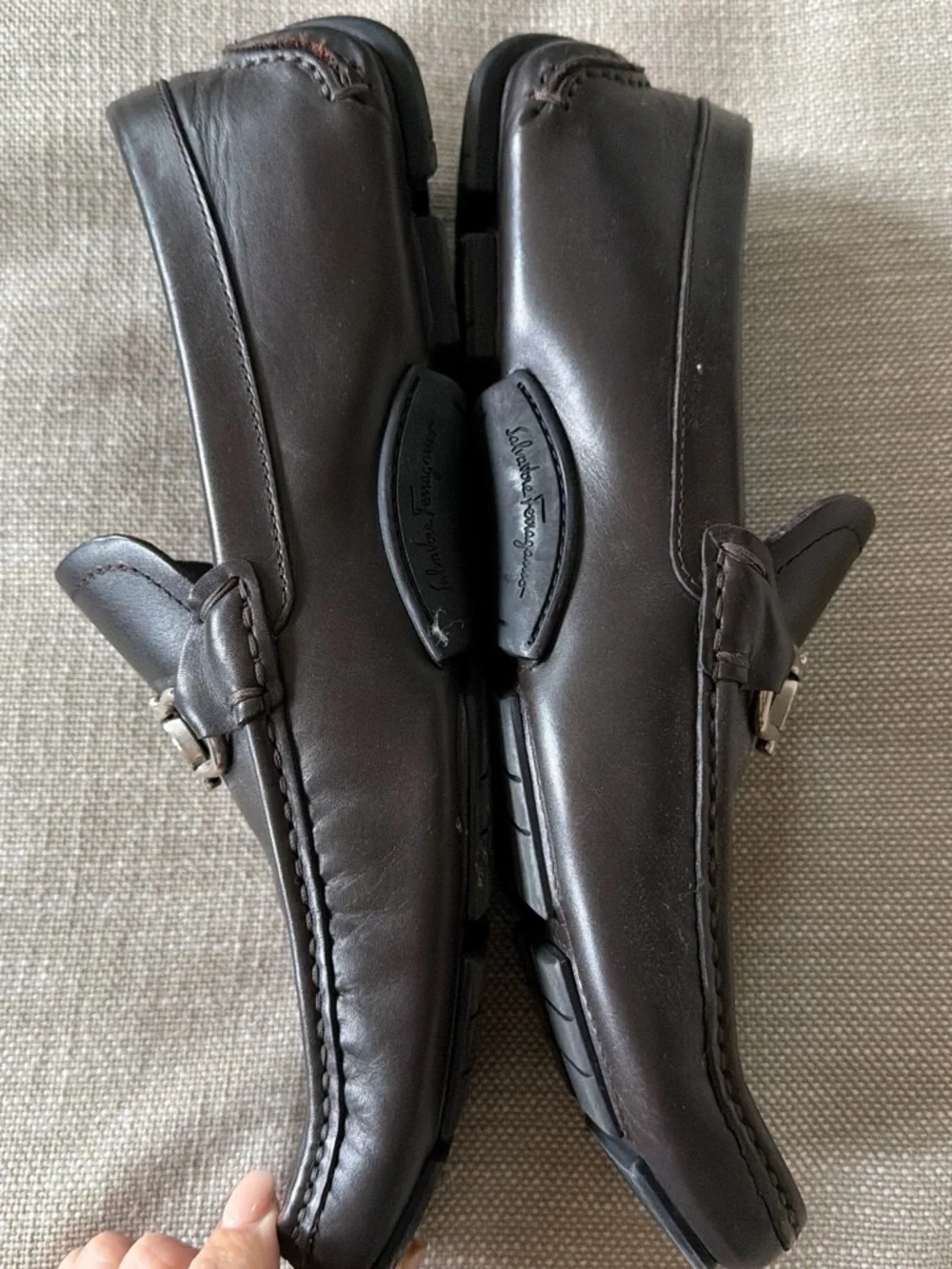 Salvatore Ferragamo Men’s dark brown Leather Bit Loafers